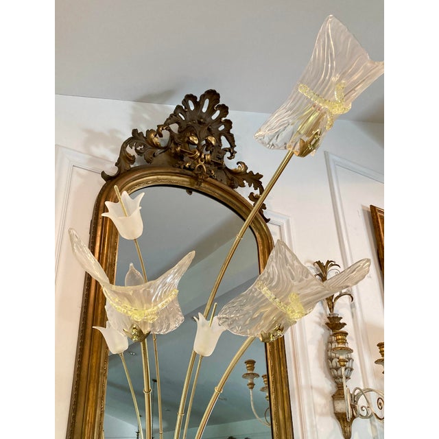 Gold Italian Brass Glass Floor Lamp Murano For Sale - Image 8 of 13