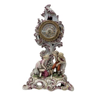 Fabris Rococo Style Porcelain Clock, 1980s For Sale