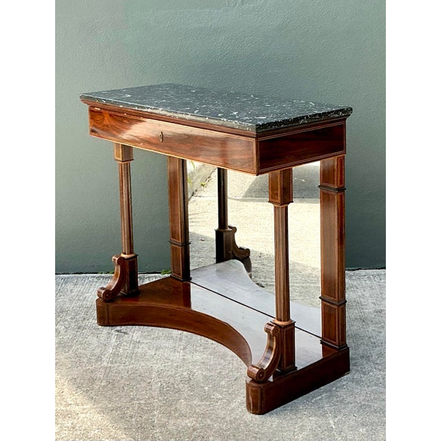Vintage Stone Top Flame Mahogany Pier Table For Sale - Image 11 of 12