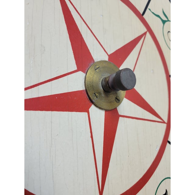 Mid-Century Modern Vintage Circa 1950's Horse Race Themed Carnival Wheel With Stand and Flapper For Sale - Image 3 of 12