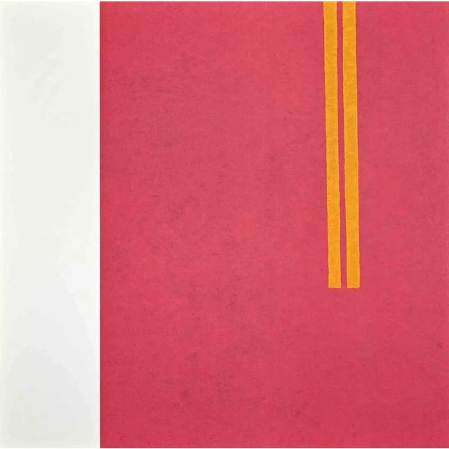 Eleni Zerva, Green Cosmos, Fuchsia, Lithograph, 1971 For Sale