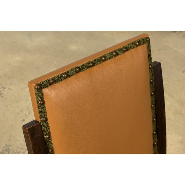 Tan Set of 6 1930s French Art Deco Maple Dining Chairs in Tan Leather For Sale - Image 8 of 18