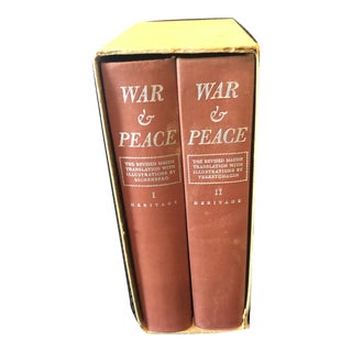 1938 Maude Translation War & Peace by Leo Tolstoy Burgundy Hardcover Books Vol1&2 For Sale