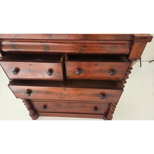 Antique Victorian Mahogany Chest of Drawers (Scotch Chest) Likely From 1850-1870s With Barley Twist Columns For Sale - Image 16 of 18
