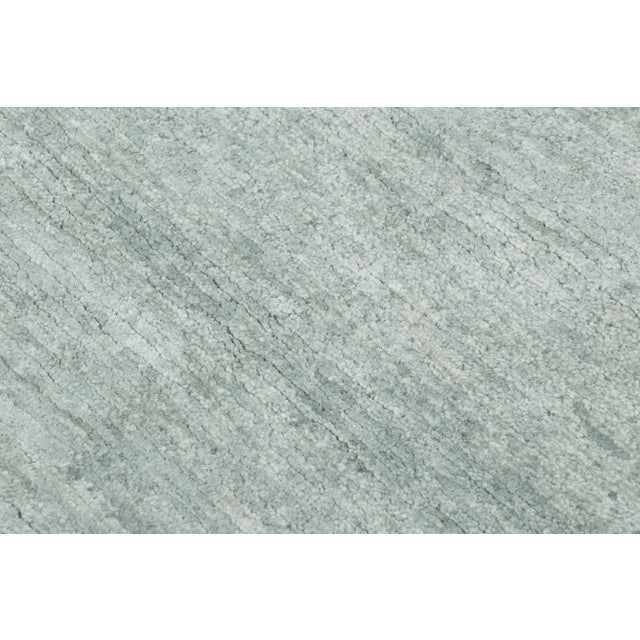 2010s Rug & Kilim’s Solid Textural Rug, Monochromatic Silver-Gray and Ice Blue Striae For Sale - Image 5 of 7