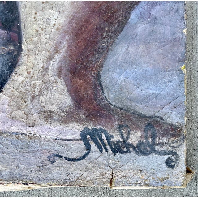 1950's Three Black Women Dancing Painting by Haitian Artist Michel For Sale - Image 4 of 11