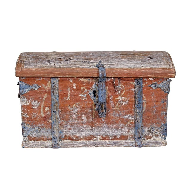 Small Mid 19th Century Swedish Painted Pine Box, 1842 For Sale - Image 9 of 9