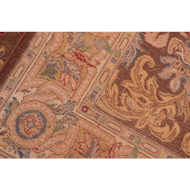 Brown Art Nouveau 1990's Pak-Persian Brown/Gold Wool Rug - 8'2'' X 11'1'' For Sale - Image 8 of 9