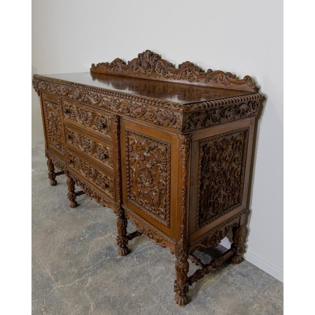 Jacobean Carved Buffet Sideboard For Sale - Image 4 of 12
