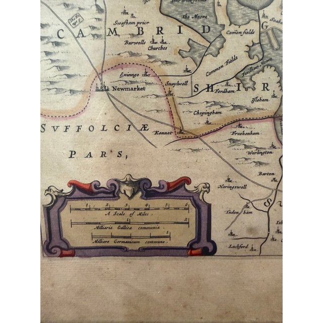 17th Century 17th Century Joan Blaeu Hand-Colored Map of the English Fenlands For Sale - Image 5 of 6