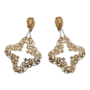 Vintage 1970s Signed Napier Huge Goldtone Pendant Clip Earrings-2 Pieces
