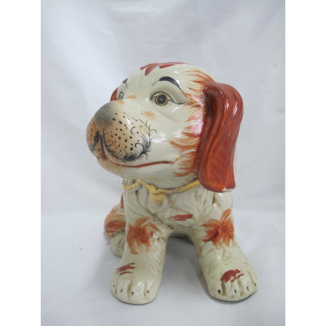 Ceramic Large Staffordshire King Charles Style Spaniel Dog Figurine For Sale - Image 7 of 9