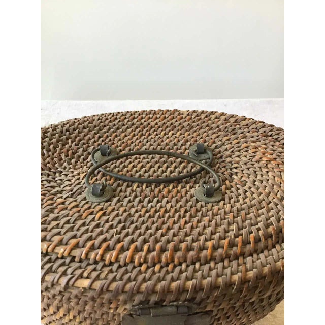 1920s Chinese Wicker and Brass Lunch Basket For Sale - Image 9 of 13