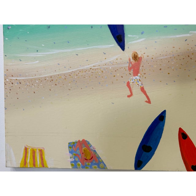 Blue Large Beach Scene Acrylic on Canvas by Joe Davis For Sale - Image 8 of 10