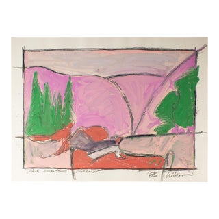 1985 “Pink Mountain, Piedmont” Abstract Acrylic Landscape Painting by Harry Hilson For Sale