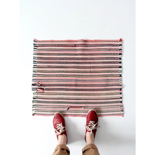 Shabby Chic Vintage Accent Rag Rug For Sale - Image 3 of 10