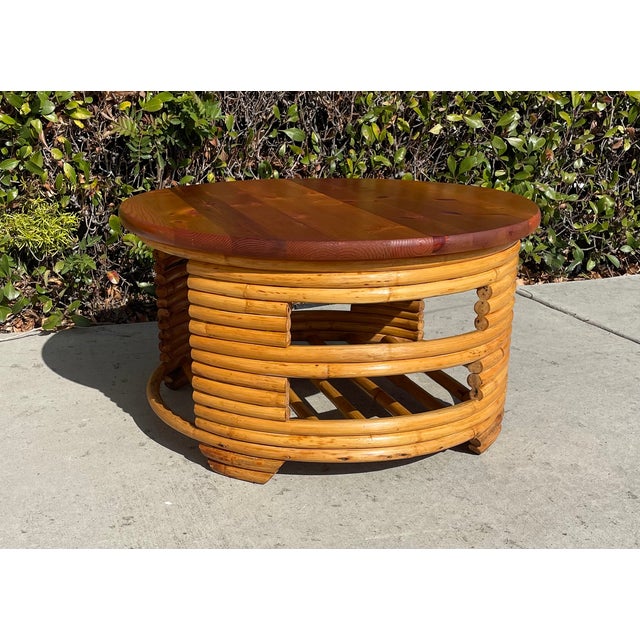 Paul Frankl 1940s Vintage Stacked Rattan Coffee Table, Paul Frankl Style For Sale - Image 4 of 10