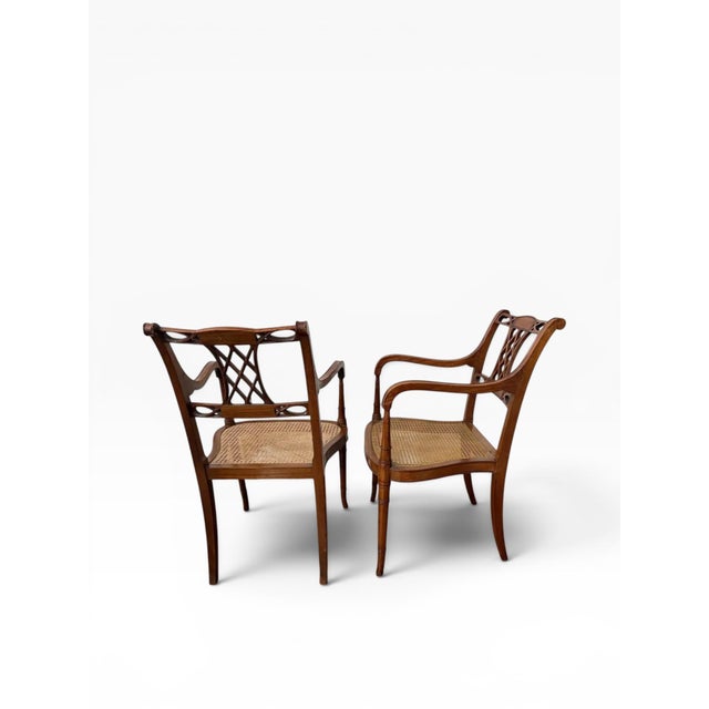 1930s 1930s Mid Century English Style Regency Arm Chairs (A Pair) For Sale - Image 5 of 13