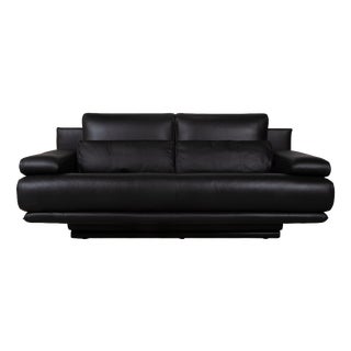 Two-Seater Leather 6500 Sofa in Black with Manual Function from Rolf Benz For Sale