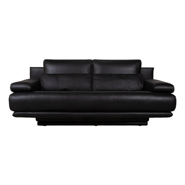 Two-Seater Leather 6500 Sofa in Black with Manual Function from Rolf Benz For Sale