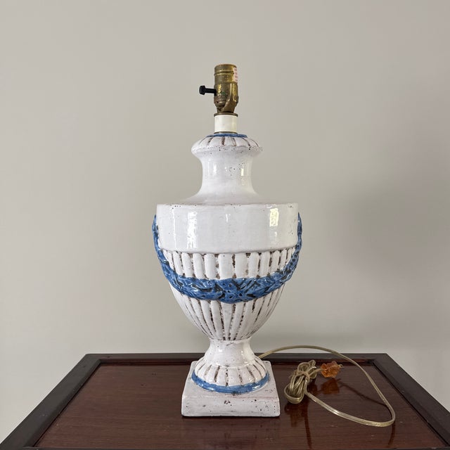 Ceramic Vintage Rustic French Terracotta Urn Table Lamp With Swag Motif - 19” For Sale - Image 7 of 12
