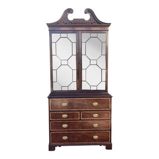 Baker Furniture Georgian Secretary With Bookcase Hutch For Sale