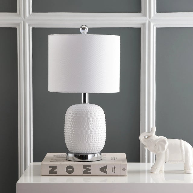 Modern Contemporary Textured Vase Table Lamp - White For Sale - Image 3 of 5