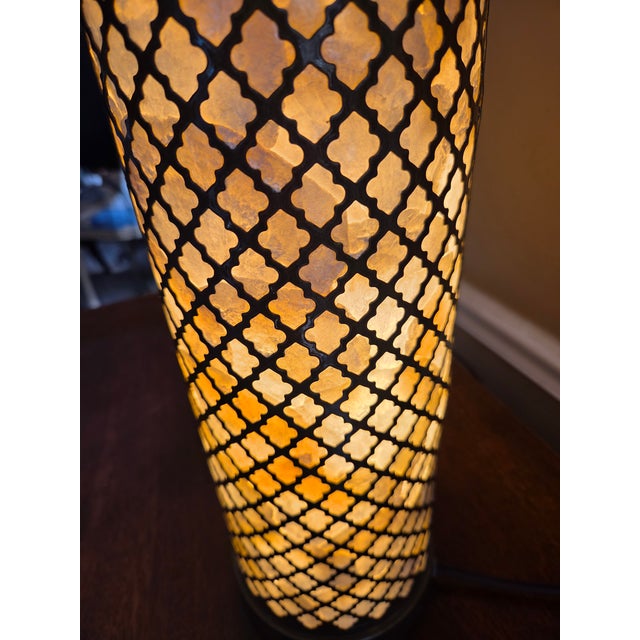 Vintage Capiz Shell Lamps - A Pair For Sale - Image 4 of 12