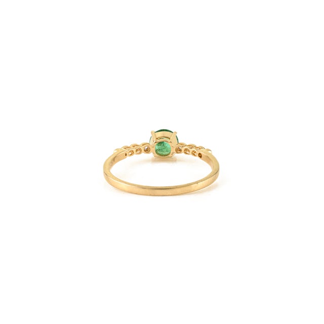 Metal Certified 14k Yellow Gold Natural Zambian Emerald & Diamond Solitaire Ring Size 6.5 For Sale - Image 7 of 13