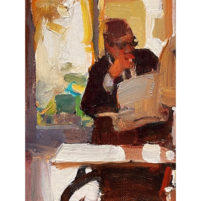 2010s Fast Food Lunch by Kim English | Oil on Board Scene of a diner with a person eating lunch. For Sale - Image 5 of 5