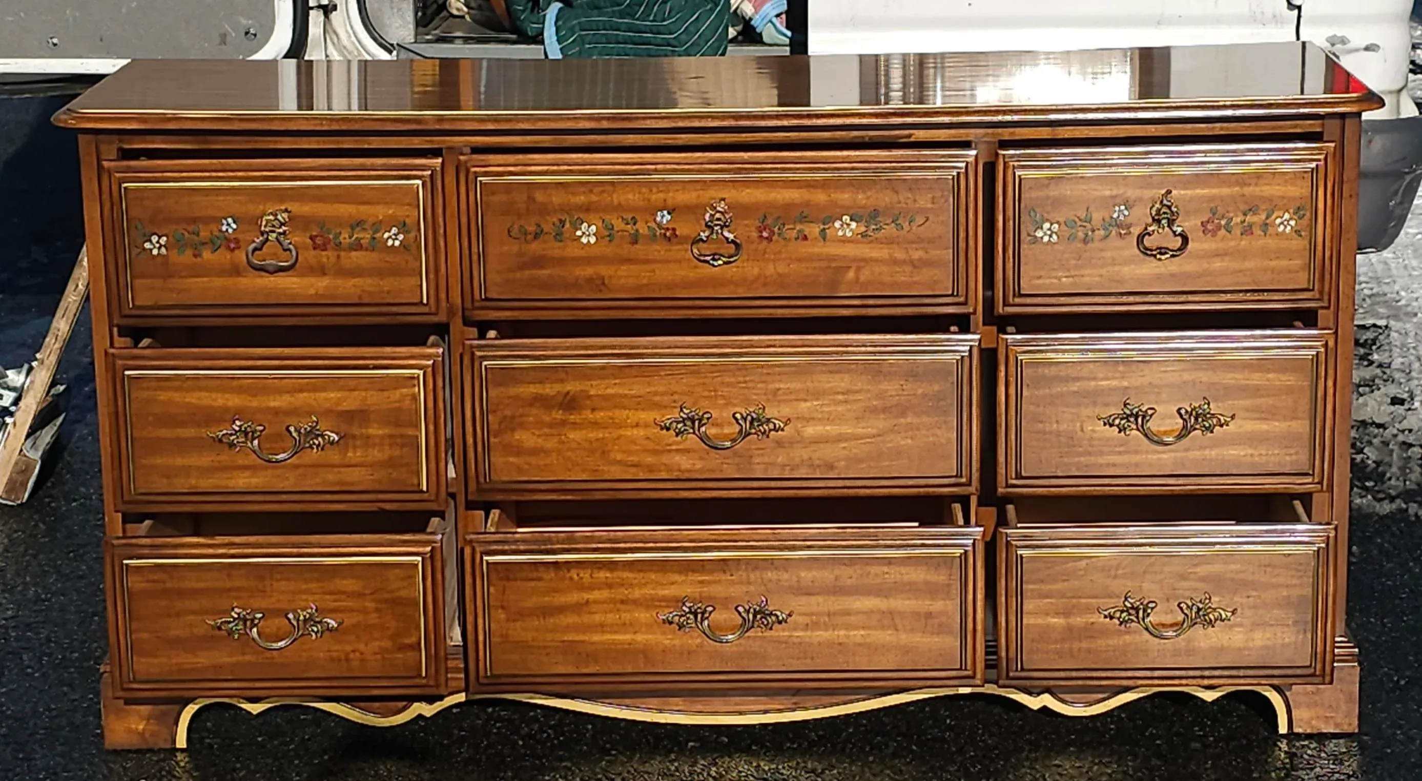 Henry Link Furniture Ornate and Partial Gilt Dresser With Lenoir