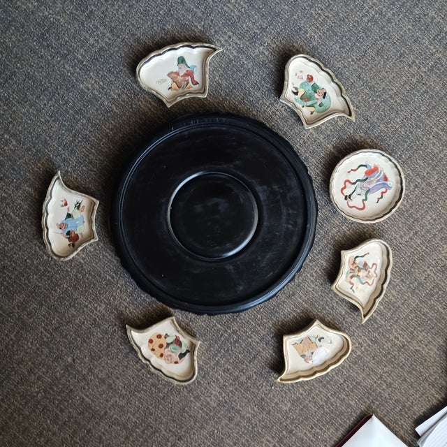 Mid 20th Century 1940s Japanese Immortals Relish or Condiment Tray For Sale - Image 5 of 12
