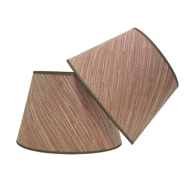 Bespoke lampshade in luxe grasscloth and trimmed with grossgrain. Available in 3 sizes: 8” x 12” x 8.75” 9” x 16” x 11”...