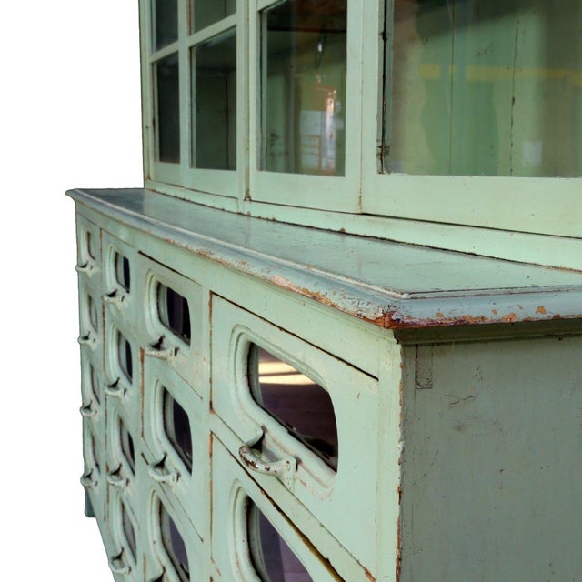 Vintage Glass Green Cabinet, 1950 For Sale - Image 4 of 7