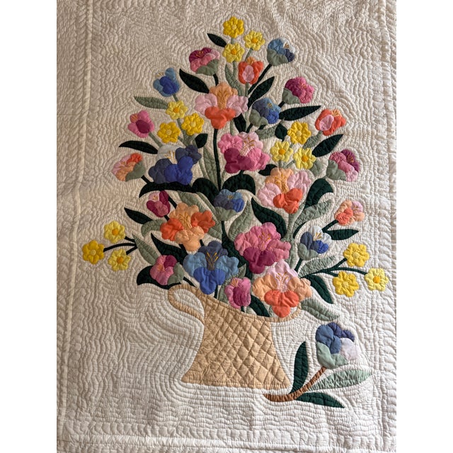 1940s Vintage 1940s Hand Sewn Floral Quilt For Sale - Image 5 of 5