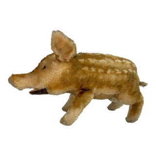 Large Vintage Handmade German Steiff Mohair Dalle Boar Pig Stuffed Animal 23 In. For Sale