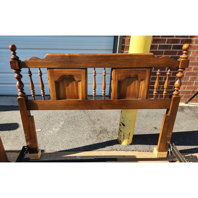 Late 20th Century Complete Queen Hard Wood Bedroom Set For Sale - Image 13 of 14