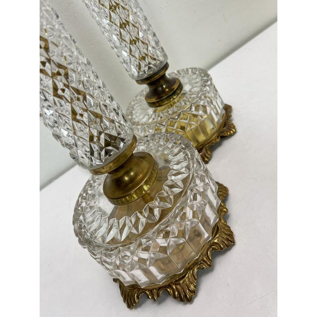 French Cut Glass or Crystal Table Lamps, 1950s, Set of 2 For Sale - Image 9 of 14