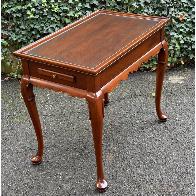 Brown Vintage Ethan Allen Georgian Court Solid Cherry Tea Table For Sale - Image 8 of 11