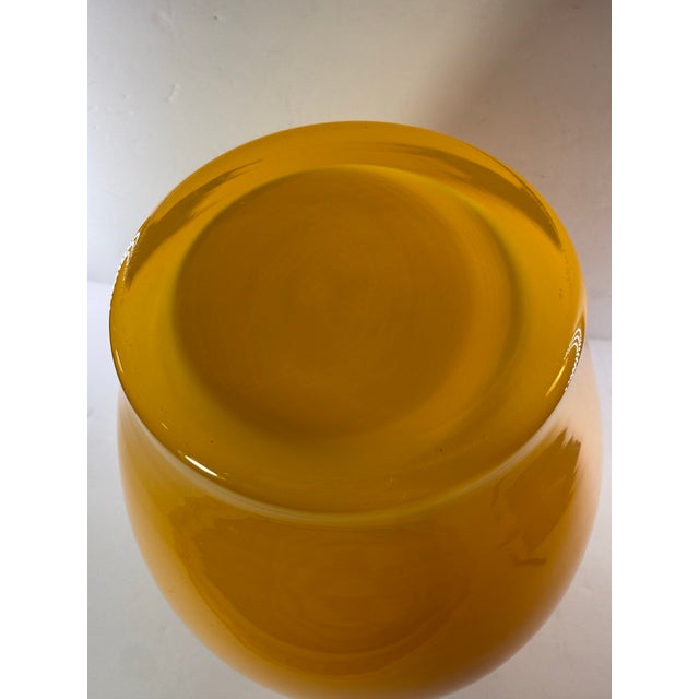 Mid 20th Century Large Mid-Century Modern Vibrant Yellow Hand-Blown Art Glass Statement Vase For Sale - Image 5 of 11