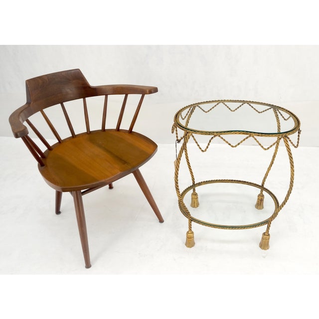Italian Gold Gilt Steel Rope Style Kidney Shape Glass top Side Lamp Table Mint For Sale - Image 14 of 17