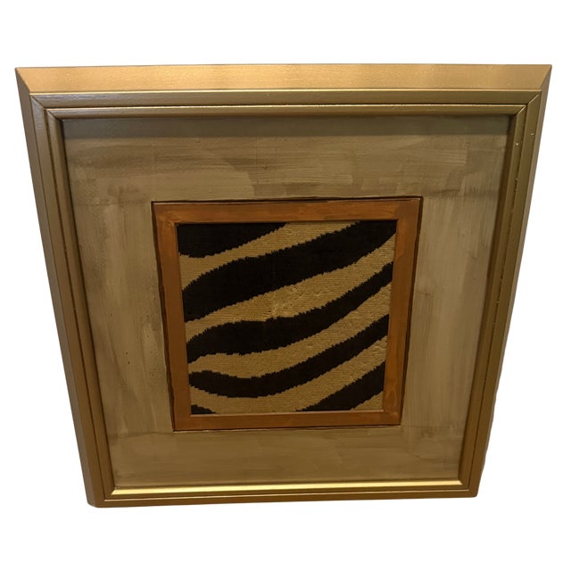Schumacher Zebra Textile in Artisan Hand-Painted Vintage Frame For Sale - Image 10 of 11