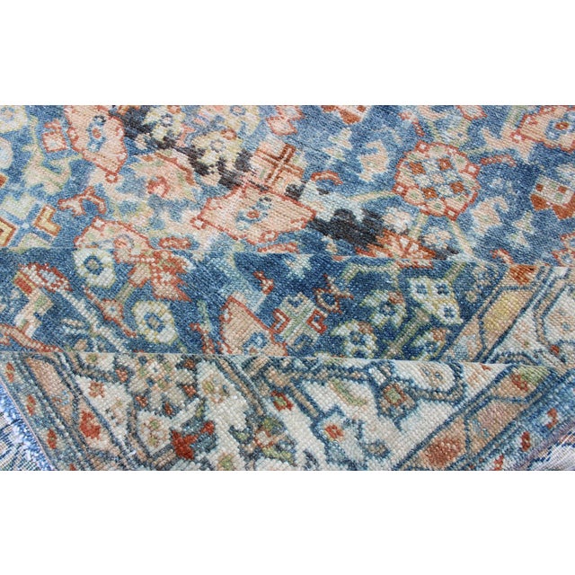 Persian Antique Malayer Rug With All-Over Design in Various Blue, Ivory & Red 4'8 X 6'3 For Sale - Image 16 of 17