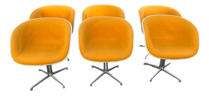 Lafonda Armchairs in Orange Fabric with Chrome Legs by Charles and Ray Eames for Vitra, 1970s, Set of 6