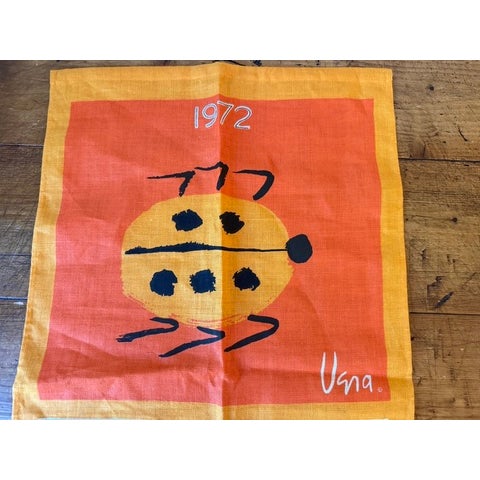 Mid-Century Modern Vera Neumann Linen Tea Towel Calendar, 1972, Ladybug Design For Sale - Image 3 of 9