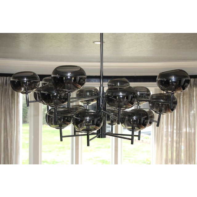 Donghia Renaldo 18-Arm Chandelier Grey Glass Globes Polished Chrome Finish For Sale - Image 9 of 11