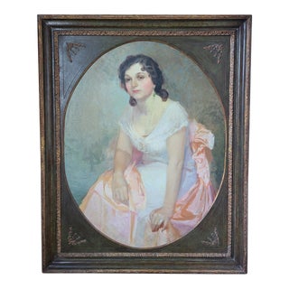 Charles J. Bensco Antique 1930's Oil Painting Portrait of a Los Angeles Woman For Sale