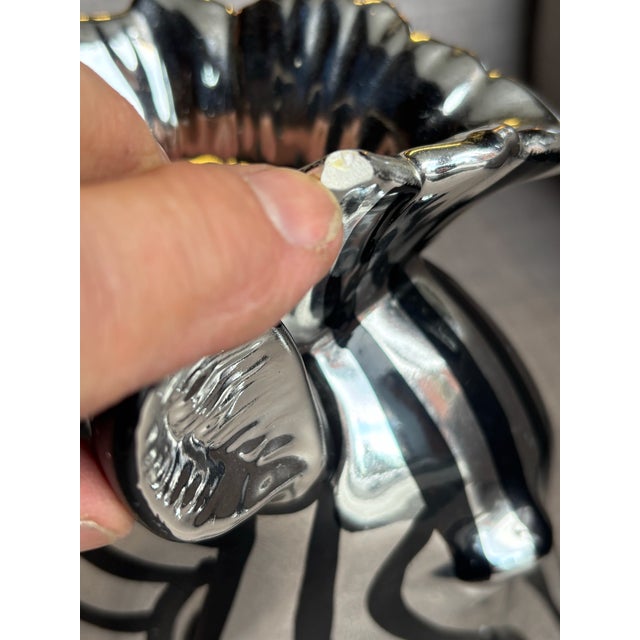 Fitz and Floyd Silver and Black Ceramic Zebra Vase For Sale In Philadelphia - Image 6 of 10