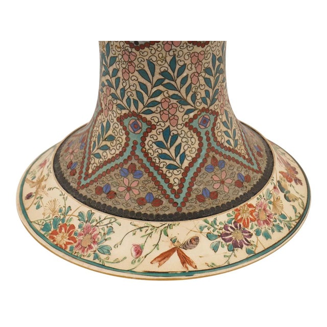 Late 19th Century Japanese Cloisonne Enamel Meiji Totai Shippo Vase, Kinkozan School, 22 In. For Sale - Image 5 of 11