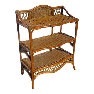 Bamboo and Rattan 3 Tier Etagere Stand For Sale